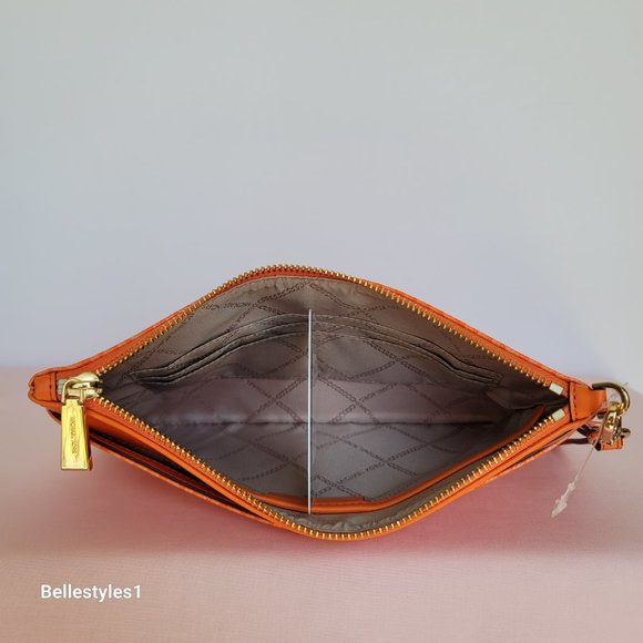 MICHAEL KORS Signature Logo Jet Set Large Top Zip Pouch/Wristlet- Apricot ⭐ - Picture 13 of 16